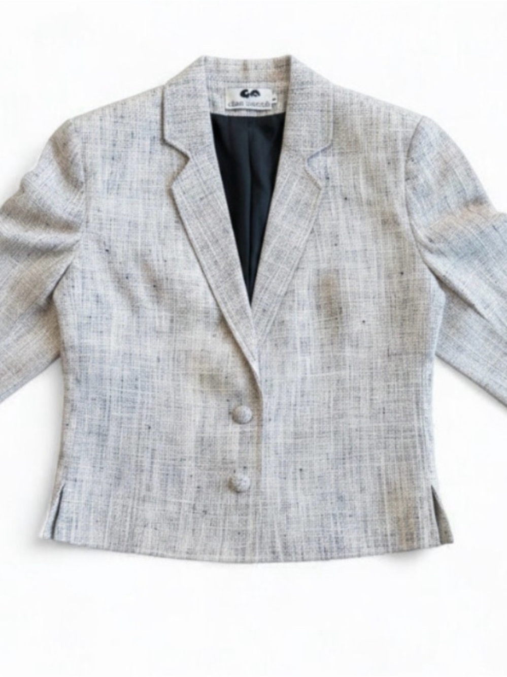 Clare Joseph Vintage Blue White Silk Blazer Womens 4 Small